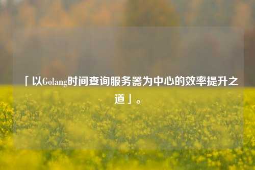 「以Golang時間查詢服務器為中心的效率提升之道」。